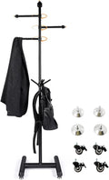 Metal Coat Rack Freestanding heavy duty,Sturdy Coat Tree Stand adjustable height with movable wheels,3 arms can accommodate more Winter Coats Jackets Suits, for Hall Entrance Bedroom Office (Modern)