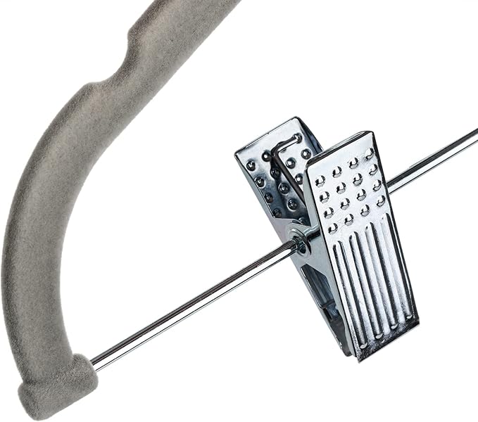 Tosnail 30 Pack Kids Velvet Hangers Children's Clothes Hangers Baby Hangers with Clips - Grey