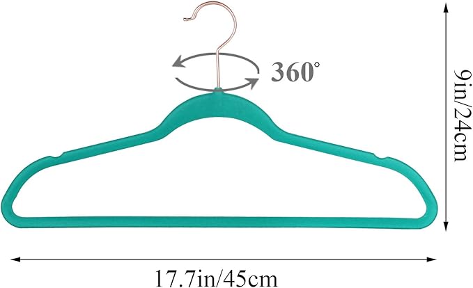 VECELO Premium Velvet Clothes Hangers Suit Heavy Duty (100 Pack)-Non Slip & Space-Saving with 12 Finger Clips & 2Tie Rack Excellent for Men and Women,Teal