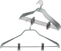 Mawa by Reston Lloyd BodyForm Series Non-Slip Space Saving Clothes Hanger with 2 Clips for Pants or Skirts, Style 42/LK, Set of 5, Silver