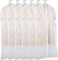 Clear Garment Bags with Full Zipper Lightweight Foldable Dust Proof Breathable Extra Wide Travel Suit Cover for Hanging Clothes Closet Storage, 24'' x 55'' / 6 Pack