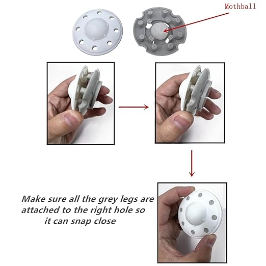 3 Pack Original Old Fashioned Moth Balls Kills Clothes Moth Carpet Beetles Repellent Closet No Clinging Odor (Approx:75 Balls) with 6 Moth Ball Cases, White