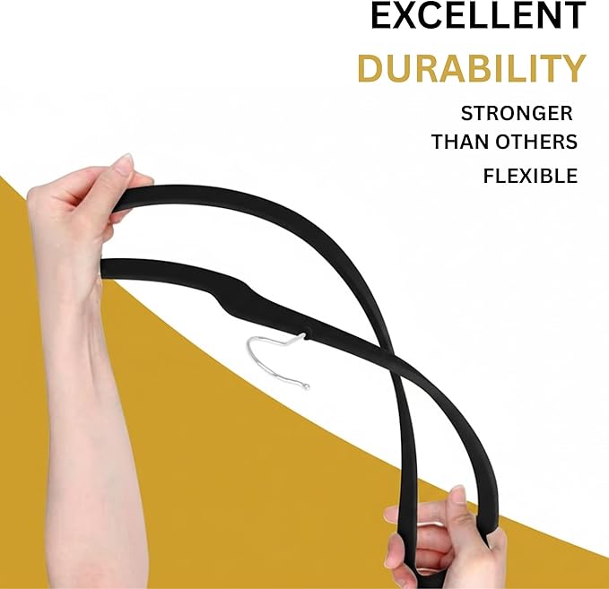 Essenziale (Essential) Luxe Premium 10 Pack Black Velvet Clothes Hangers 360° Rotating Silver Hook Slim Non-Slip Clothes Hangers for Pants, Suits, Coats & Shirts Strong Space-Saving Closet