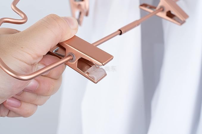 Metal Hangers Baby Clothes 12.5" Rose Gold Clips Hanger Children Kids Pants Hanger Display and Storage (30)