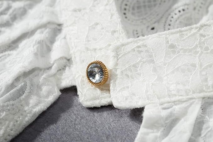 YAKEF Lady Half-Shirt Blouse Detachable Lace Chiffon Fake Collars Dicky Collar Faux Collar