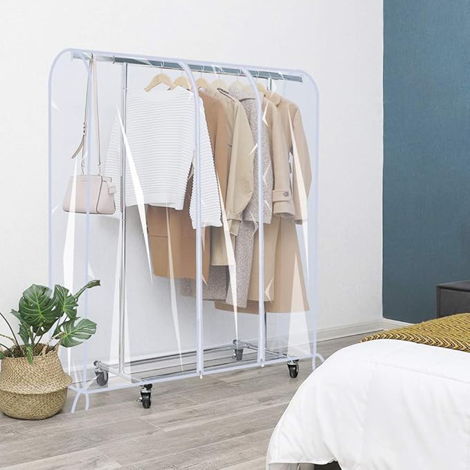 Garment Rack Cover,4Ft Transparent PEVA Clothing Rack COVER ONLY, Clear Clothes dustproof Waterproof Cover