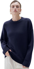 SUUKSESS Women Cashmere Blend Oversized Crew Neck Long Sleeve Pullover Sweaters