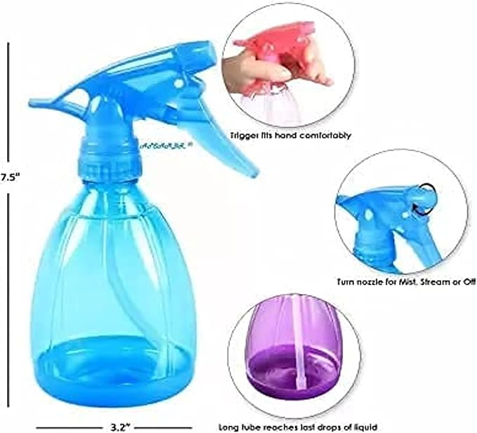 Spray Bottles 500ml 16 Oz Clean Squirt Bottle Colorful Multi-uses Spray Bottles for Cleaning, Water Flowers, Plant Care, Ironing, Hair Care, Gardening Cosmetics Kitchen Bathroom (Pack of 2) Blue
