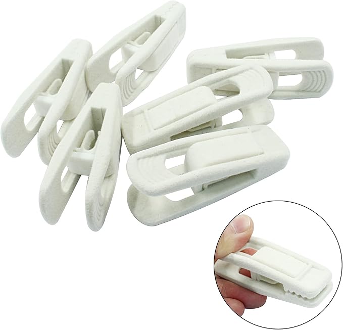 Hordion 60Pcs Ivory Velvet Hanger Clips, Strong Finger Clip Non-Slip Pants Hangers Velvet Clips for Thin Felt Hangers
