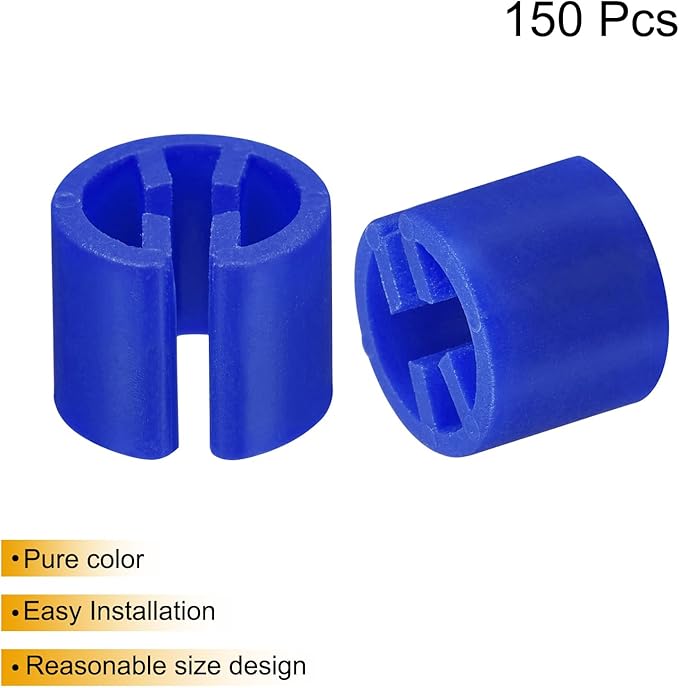 uxcell 150pcs Deep Blue Clothes Hanger Markers, Size 12mm x 10mm, Fit 3.5mm Rod, Garment Size Hanger Clips, Color Coding Labels