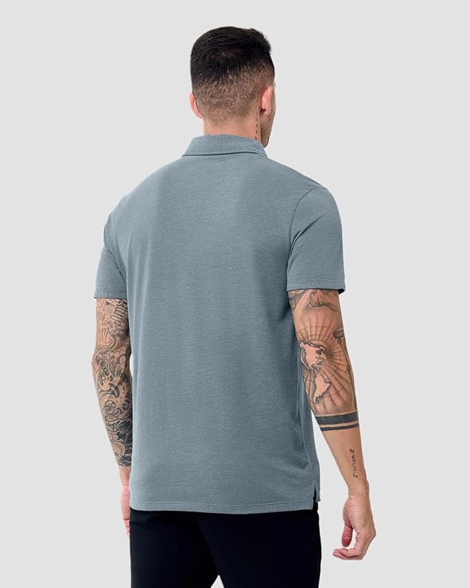 INTO THE AM Polo Shirts for Men - Slim Fit Short Sleeve Collared Shirt S - 4XL Fitted Collar Polos for Work