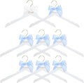 Bride Bridal Bridesmaid Hanger with Maid of Honor White Wooden Wedding Dress Hanger with White Bow and Pink Blue Bow for Bridal Party Shower Wedding Gift(Blue)