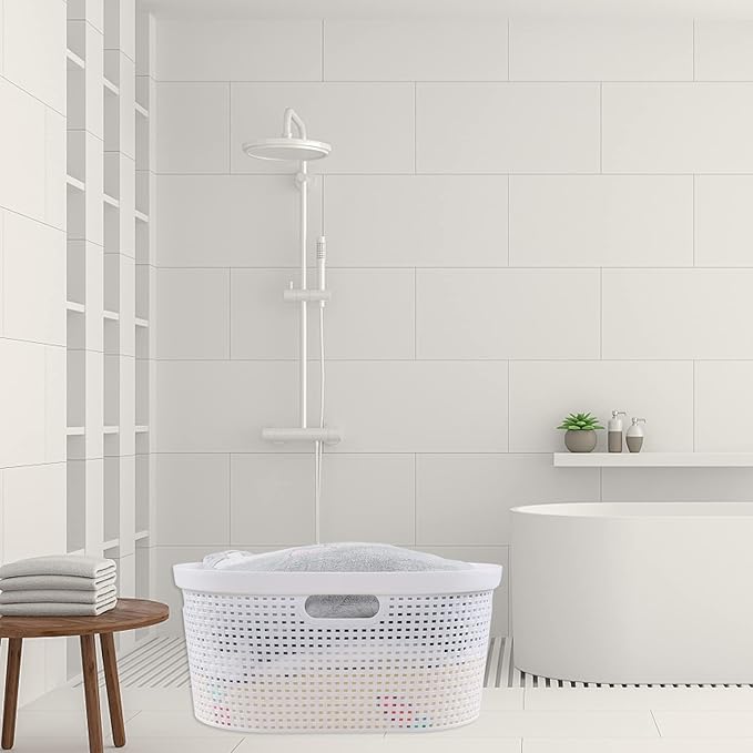 Pekky 4 Pack Laundry Basket with Cutout Handles, 40 L Plastic Hampers for Laundry