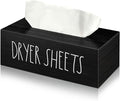 Dryer Sheet Holder Dispenser Container Dryer Sheet Storage Box for Laundry Room Decor Light Luxury Style Fabric Softener Dispenser for Organizing Decorations (Black,Wood)
