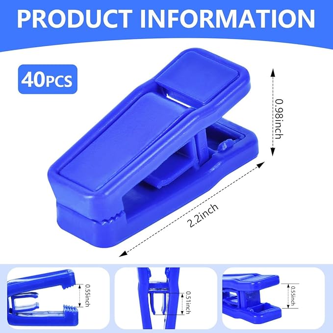40 Pcs Plastic Baby Hanger Clips Slim-line Finger Clips Set for Clothes Hanger Velvet Hanger (Blue)