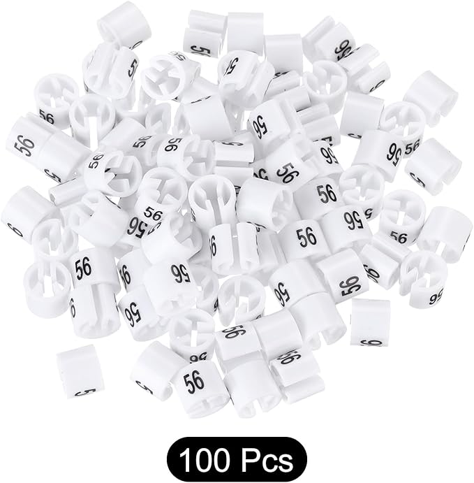 MECCANIXITY Clothes Hanger Marker Colored Hanger Sizer Garment Markers Tag (Number 56, White) for Garment Clothing Color Coding, Pack of 100 Pcs