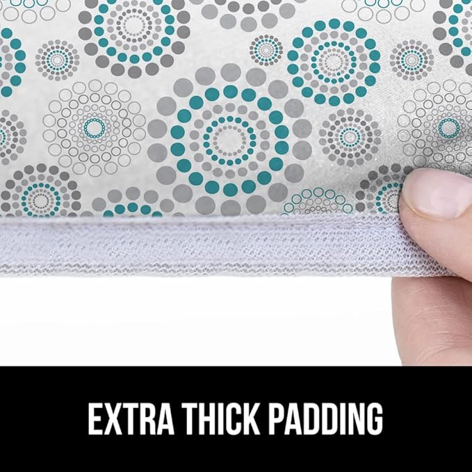 GORILLA GRIP The Original Ironing Board Cover and Pad, Silicone Coating, Thick Scorch Resistant Padding, Heavy Duty Iron Covers Standard Boards, Hook and Loop Fastener Strap, Spiral Turquoise, 15x54