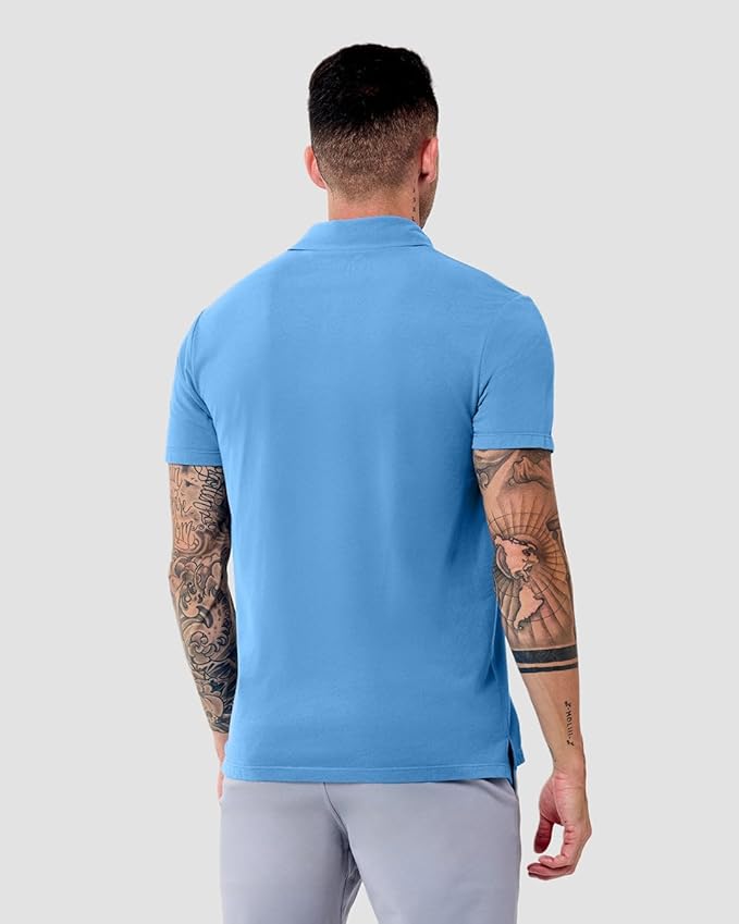 INTO THE AM Polo Shirts for Men - Slim Fit Short Sleeve Collared Shirt S - 4XL Fitted Collar Polos for Work