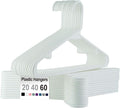 Plastic Hangers Without Notches 20 Pack - Space Saving, Sturdy with Built-in 2 Hooks for Closet Organization