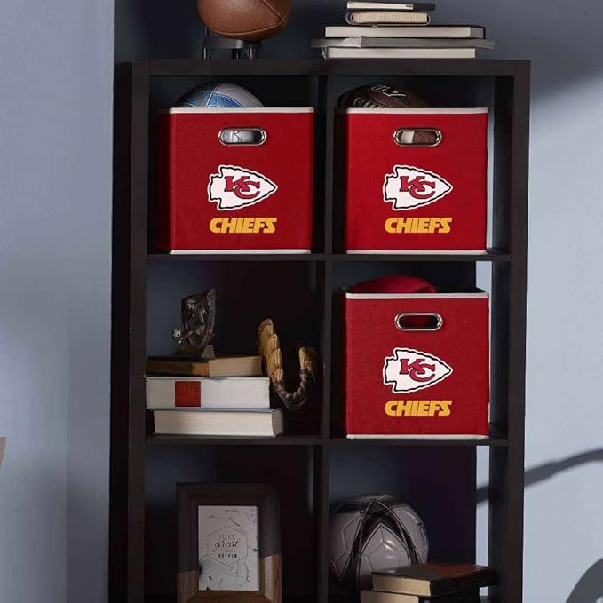 Franklin Sports NFL Storage Bins - Collapsible Cube Container + Basket - NFL Office, Bedroom + Living Room - 11"x11"