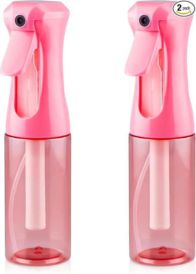 Continuous Spray Bottle for Hair, 2 Pack Pink 6.8oz Mister Spray Bottle, Hair Spray Bottles for Hairstyling, Cleaning, Plants, Pets, Salons & More