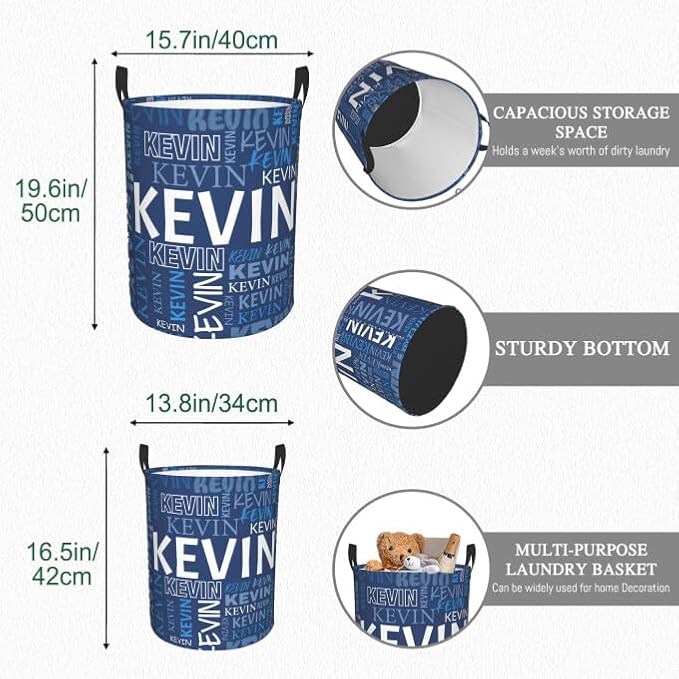 Custom Name Laundry Hamper, Personalized Dirty Clothes Hamper with Name for Bathroom Bedrooms Clothes Storage Organizer, Personalized Gifts for Boys Girls Men Women