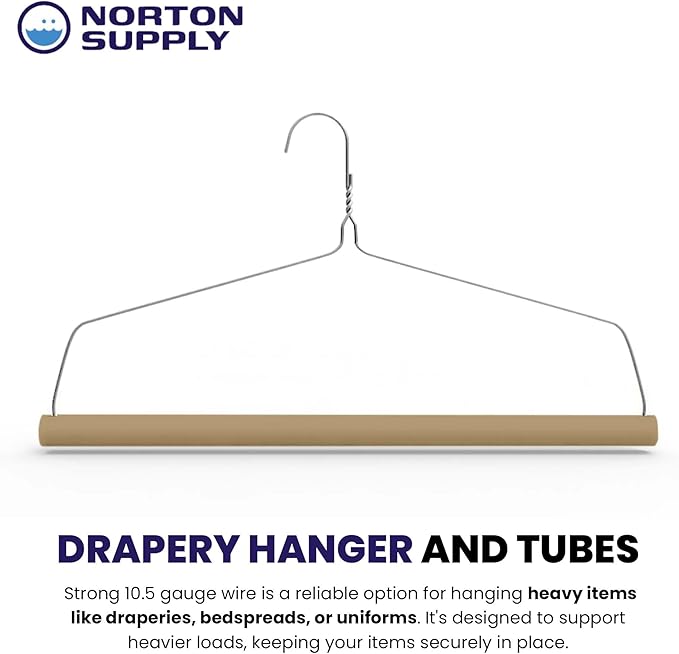 Norton Supply Heavy Duty Wire Clothes Hangers – Galvanized Steel Hangers 10.5" Gauge for Men, Women, Suits, Coats, Pants, Shirts, Dresses, Skirts and Drapes - Hanging Hooks for Closet, Cabinet