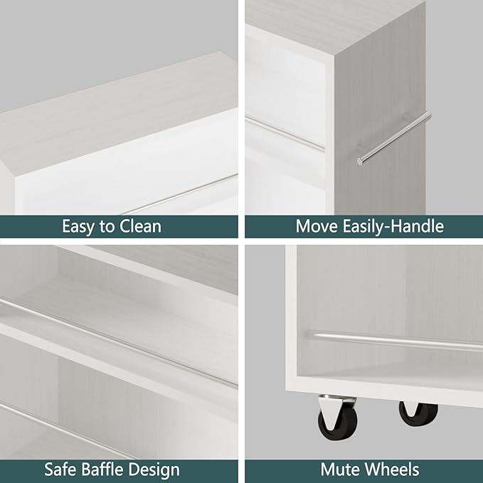 ALBAD Slim Rolling Cart,4-Tier Storage Cart with Wheels,7.9”W Slim Storage Cart with Handle for Kitchen Laundry Narrow Places Bathroom Dining Room Small Spaces