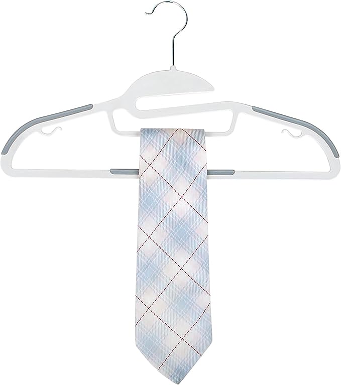 Simplify 24 Pack Ultimate Hanger | S-Shape Collar Saver | Ultra-Thin | Non-Slip | Accessory Bar | Belts | Scarves | Ties | Tank Top | Closet Organization | White