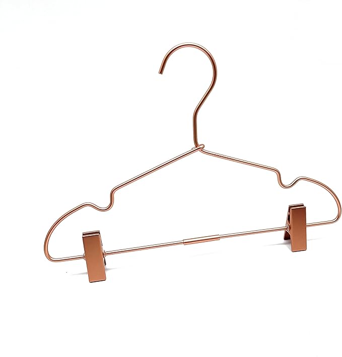 Metal Hangers Baby Clothes 12.5" Rose Gold Clips Hanger Children Kids Pants Hanger Display and Storage 10Pack