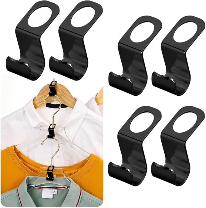 15 Pcs Metal Clothes Hanger Connector Hooks,Stainless Steel Super Sturdy Hanger Extender Hooks, Efficient Closet Space Saver, Easy to Use, Suitable for Heavy Clothing, Fits All Types of Hangers,Black