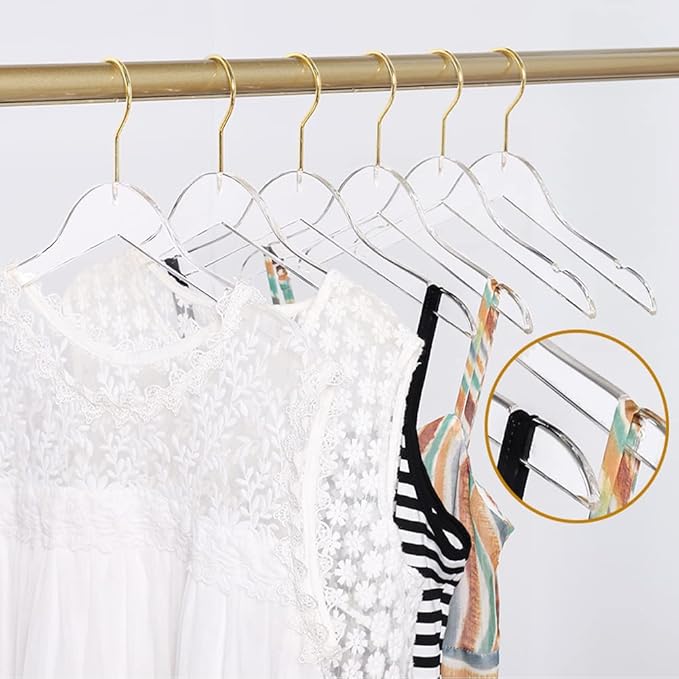 10 Pack Clear Acrylic Children's Hangers for Kids, Baby, Toddler, Infant Clothes Closet - Premium