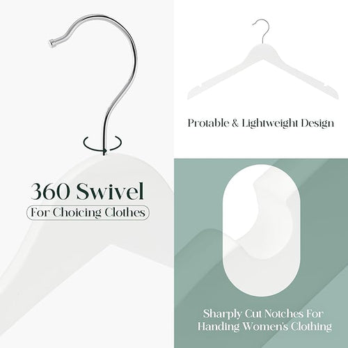 White Wooden Hangers - 20 Pack - Durable & Ideal for Everyday Use & Wedding