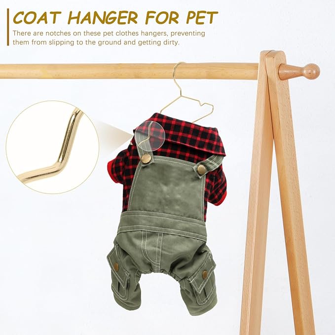 Didiseaon 10Pcs Pet Clothing Holder Metal Mini Clothes Hanger, 5.9 X 4.33 Inches, Closet Storage Rack for Baby Toddler Kids Cat Dog (Gold)