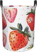 Pink Strawberry Print Laundry Basket For Storage Bins Gift Baskets Bedroom Clothes Hamper