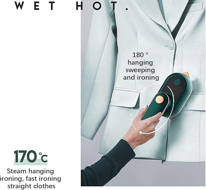 Portable Handheld Iron, Mini Handheld Steamer Iron for Clothes, Rotatable Travel Garment Steamer, Foldable Travel Garment Steamer, Support Dry And Wet Ironing for Home and Travel