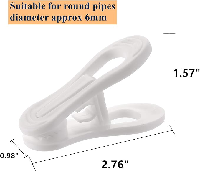 Yopay 50 Pack Hanger Clips for Hangers, Multi-Purpose Plastic Hanger, Easily Clip on Clothing Pants, Strong Pinch Finger Clips for Home, Office, Travel, White