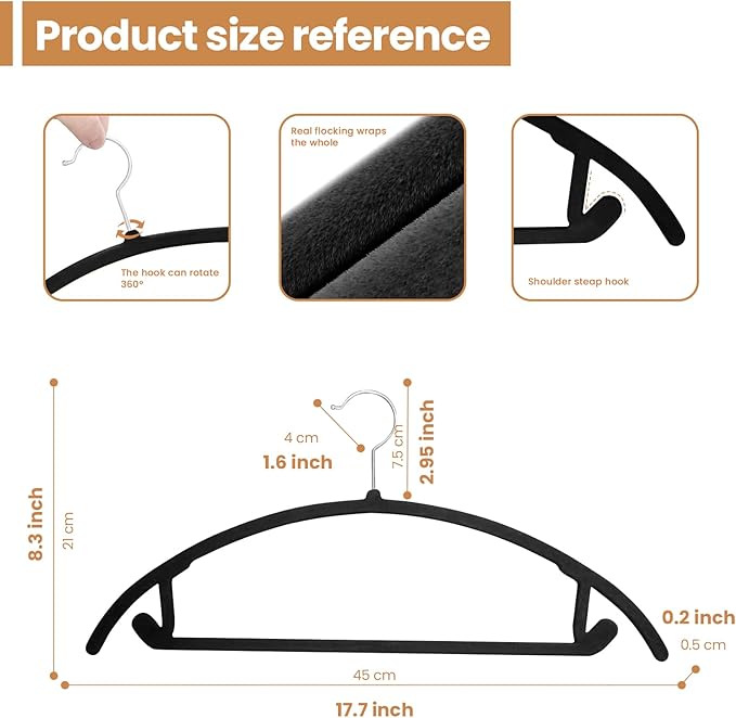 Jiang&Rong 60 Pack Black Velvet Hangers, Ultra Thin Space Saving Non-Slip Clothes Hangers, No Shoulder Bumps Suit Hangers for Sweaters, Jackets, Pants, Dresses & Shirts, Heavy Duty Velvet Coat Hanger