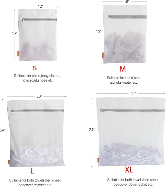 WONCHIEF Fine Mesh Laundry Bag for Machine Wash | Deformation-Proof XL/L/M/S Sizes | Storage & Washing Organizer for Delicates, Skirts, Underwear‌