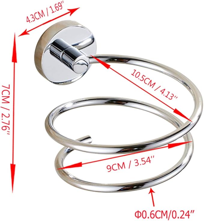 Hair Dryer Holder Hair Dryer Rack Stainless Steel Hair Care Tools Holder Wall Mount Chrome Finished for Bathroom, Bedroom, Barbershop