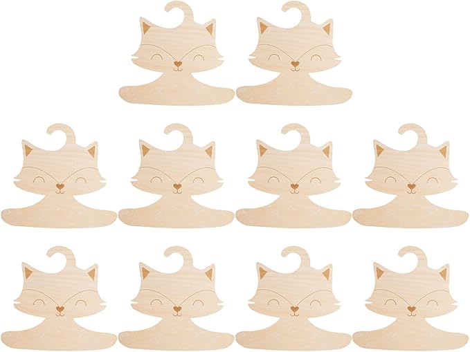 Erice Baby Hangers, 10 Pack Wooden Kids Hanger, Cute Fox Shape, 9 Inch Wood Children Hangers,Creative Coat Hanger for Clothes Suit, Dress, Camisole, Jacket, Pants (10)