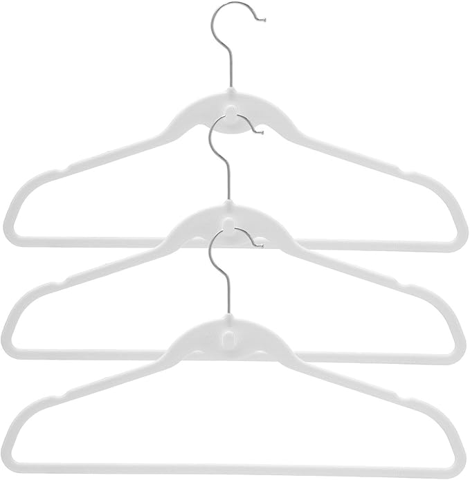 Prettyia Cascade Hangers White Steel Swivel Hooks -Slim, Sturdy Saves You Extra Space - Box of 20