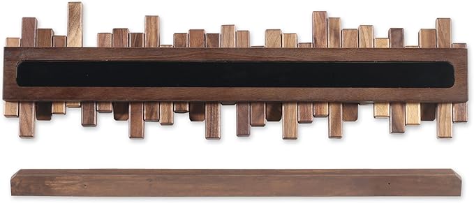 DESAINOPH® Wooden Coat Rack Wall Mounted Sticks Multi Rack Solid Handmade Natural Walnut Wood Artwork with 5 Flip-Down Unique Modern Hooks for Coats Bag Hat Umbrella