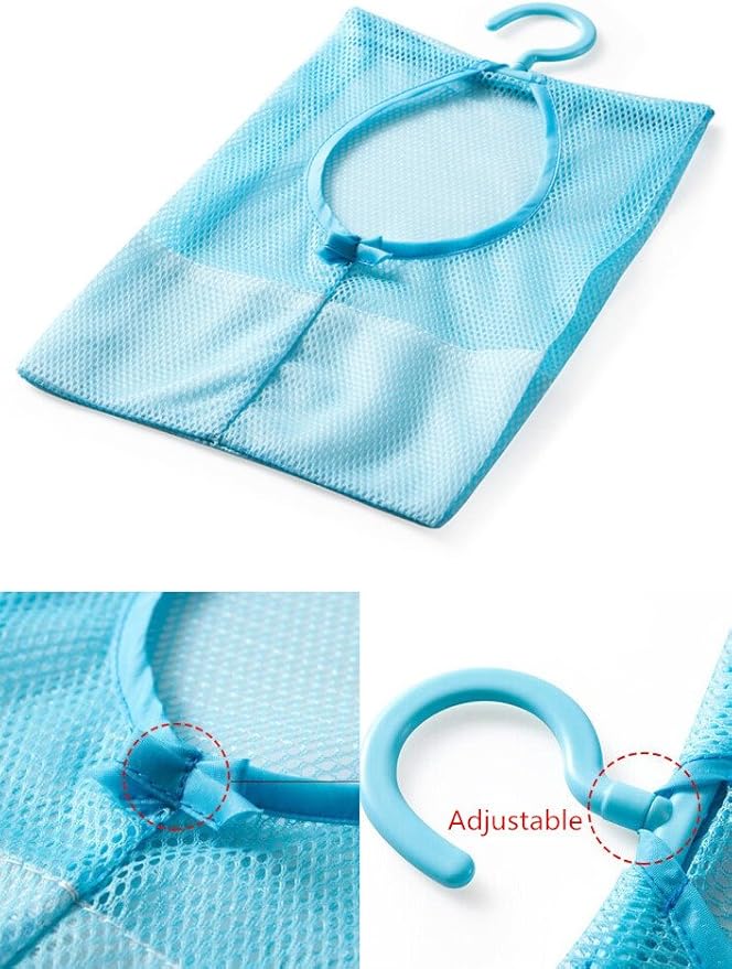 Yueton 3pcs Colorful Hanging Mesh Bag Set - Shower Storage Organizer with Clothes Clip Collection