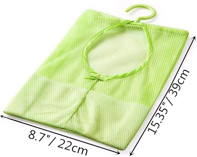 DurReus Multipurpose Clothespin Bag with Hanger Pink Blue Green Hanging Mesh Drying Bag Laundry Shower Caddy Kitchen Bathroom Storage Organizer 3 Pack