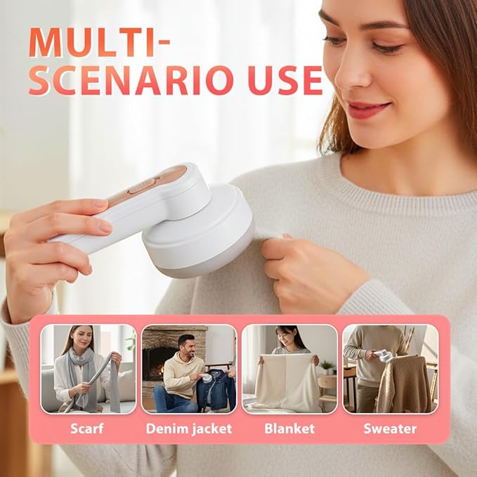 USB Rechargeable Fabric Shaver, Lint Remover for Clothes & Sweaters, Powerful Lint Shaver Sweater Shaver with Safety Protection (Rose)