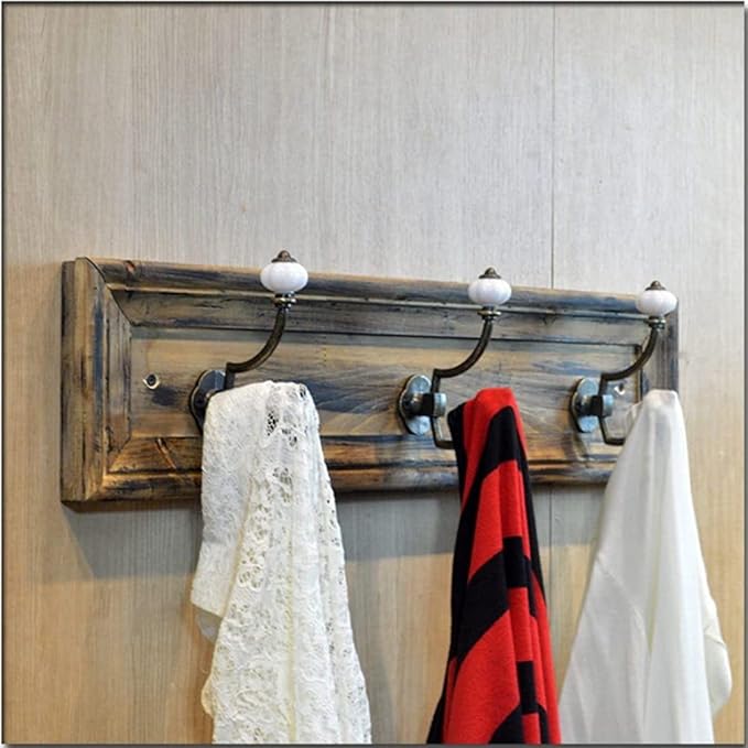 Wall Clothes Hooks Retro Antique Ceramic Coat Hooks for Door Bathroom Bedroom Kitchen Bronze 5 Pcs, Iron Decorative Wall Hooks, Standard, Style 1