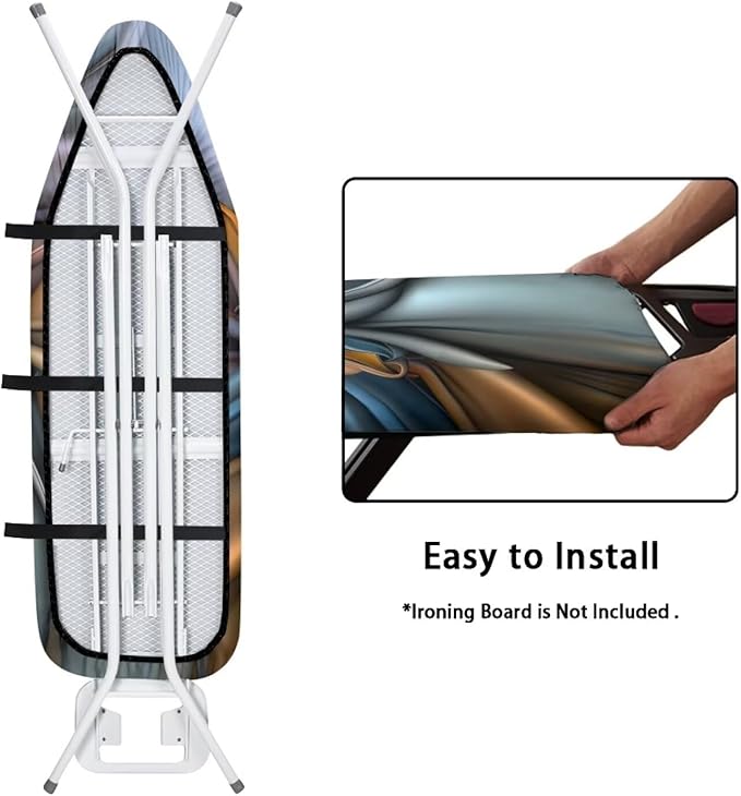 Brown Flower Ironing Board Cover Iron Pad Covers Padding with Elastic Edge Scorch Resistant Protective Replacement Covers for Ironing Board