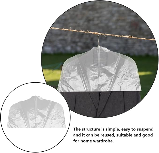 GLEAVI 10-Pack Clear Garment Shoulder Covers: 0.18mm Heavy Duty PVC Clothes Dust Protectors, 20"x14" Half-Length Closet Storage Bags for Suits, Jackets & Shirts