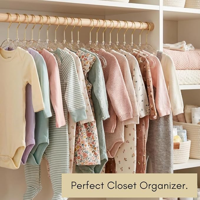 CONCEPTS 20 Pack Baby Hangers Kids Acrylic Non Slip Glitter Clothes Hangers for Toddler Infant Newborn Closet Organizer Small Hangers for Baby Clothes Pants Shirts Space Saving Nursery